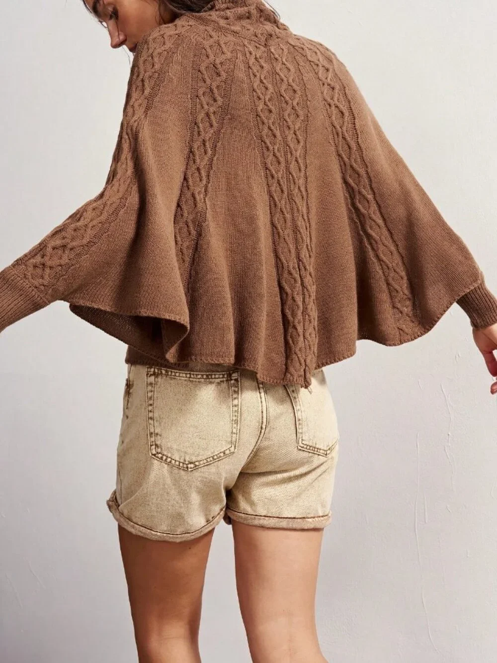 Brown Casual Women's Elegant Cape Sweater - Picture 2 of 8